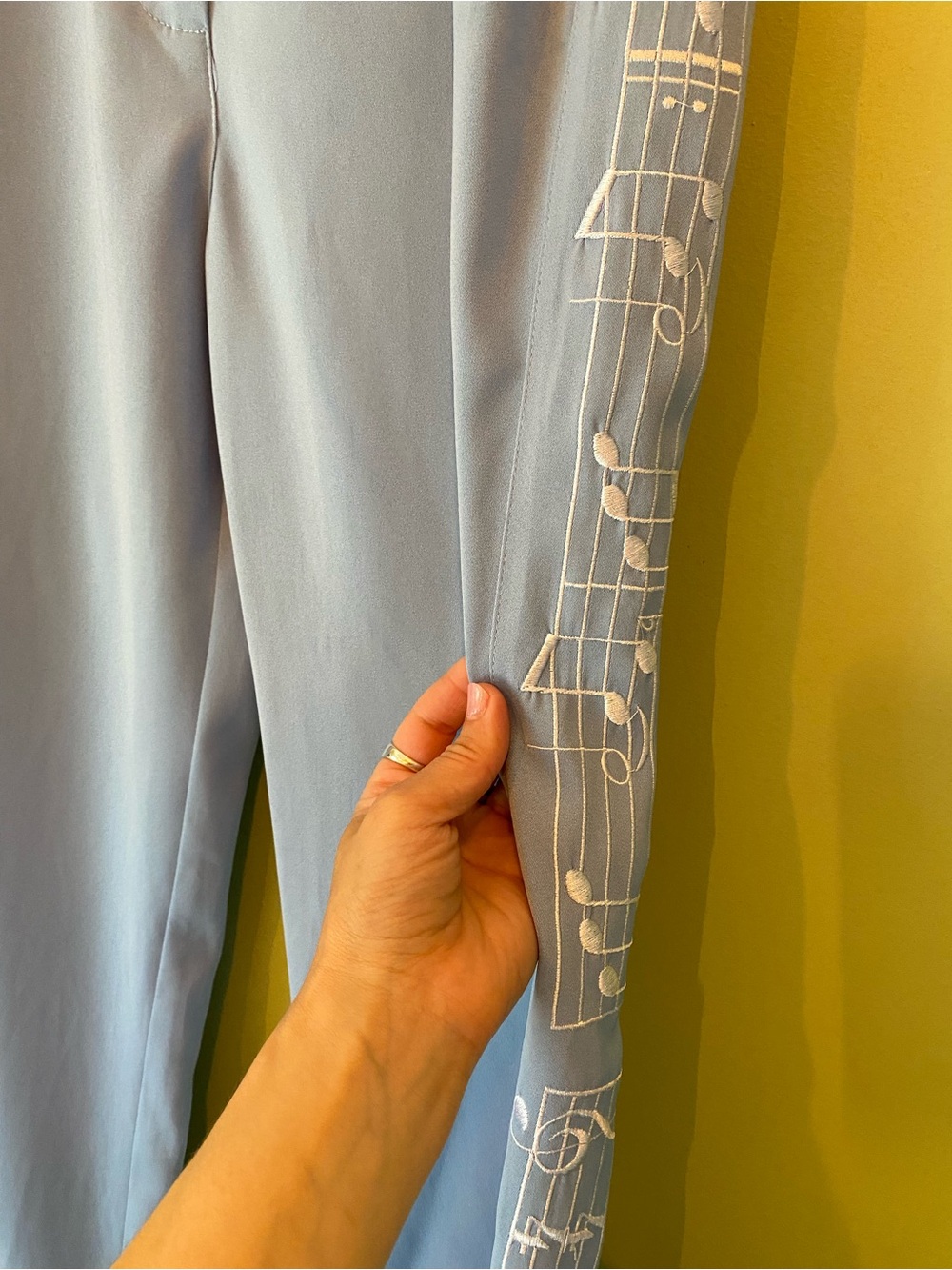 Fashion Brand Company Pale Blue Music Note Pants - Picture 2 of 3